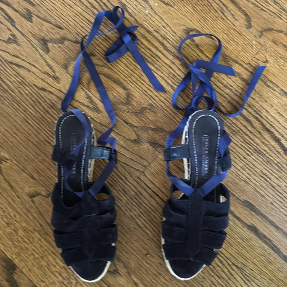 Ralph Lauren purple label collection navy suede espadrilles